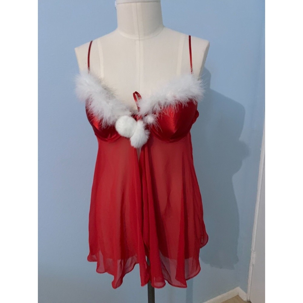 Christmas Lingerie for Women Red Sexy Santa Outfits Lace Babydoll Nighties